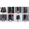 Women Sexy PU Leather Long Vent Skirt OL